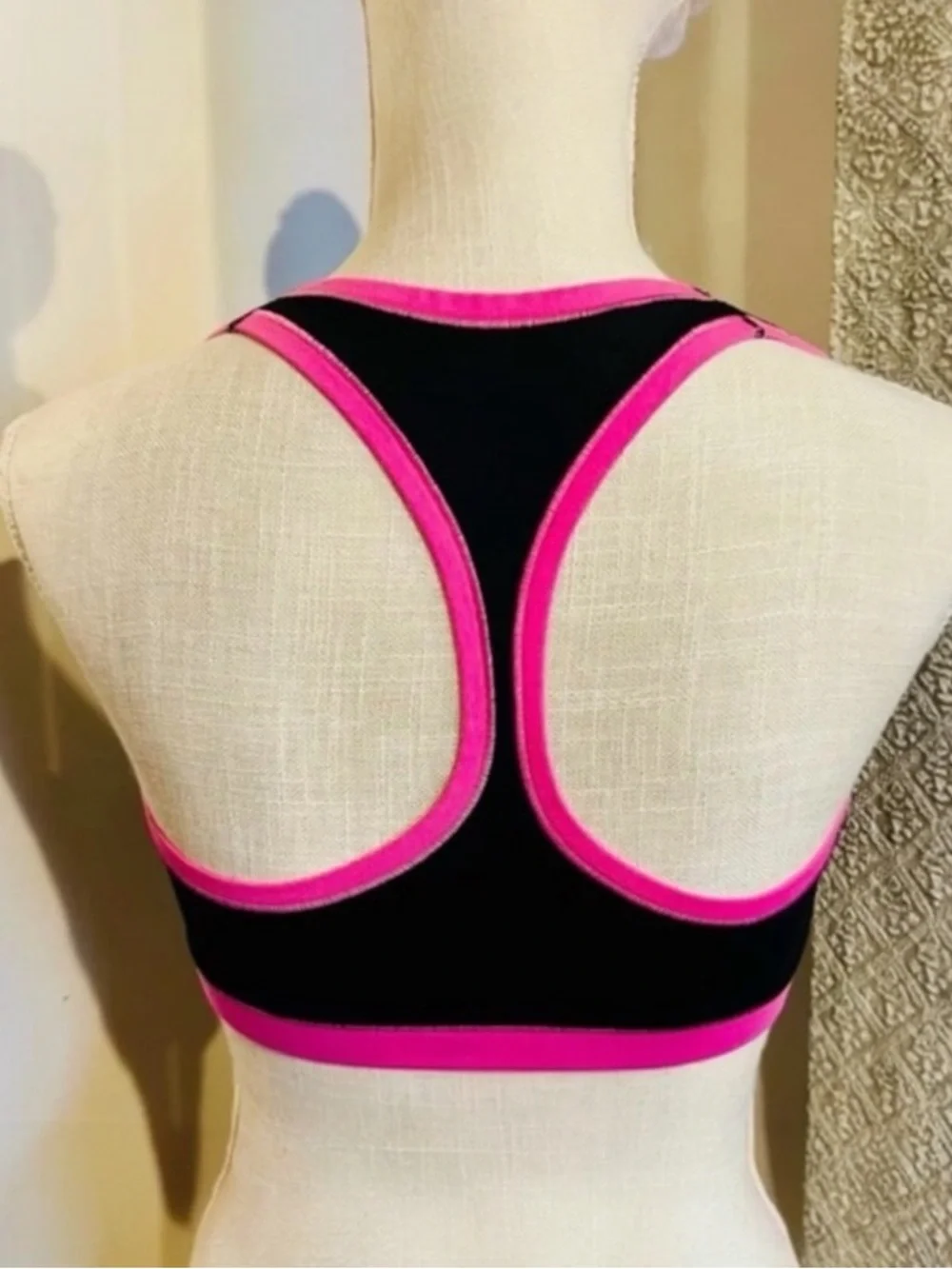 PINK VICTORIA’S SECRET Cotton Dorm Racerback Black Pink Bling VIRAL Bralette XL - Picture 2 of 12